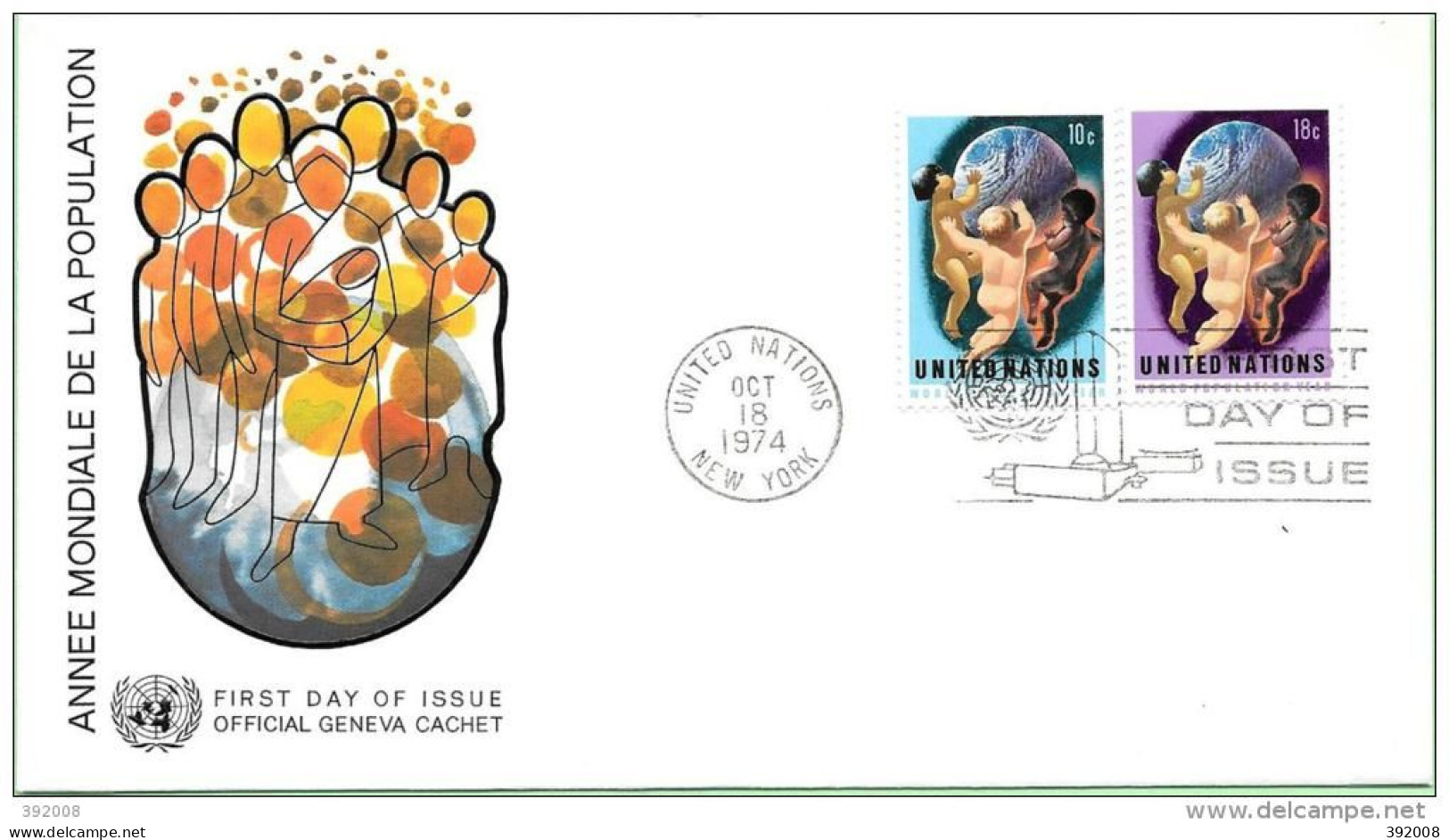 1974 - 245 / 246 - Année Mondiale De La Population - 10 - FDC