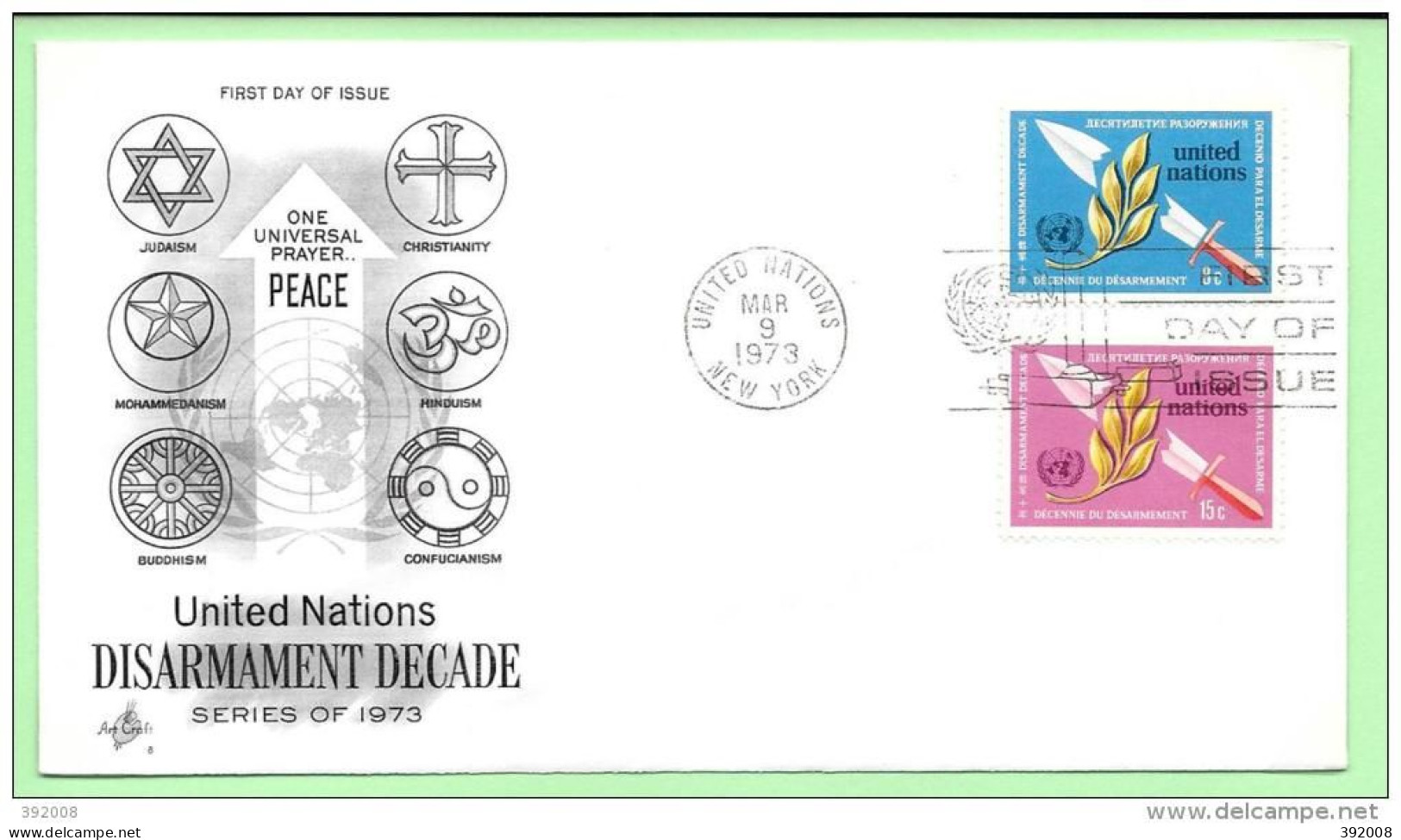 1973 - 227 / 228 - Décennie Du Désarmement - 8 - FDC