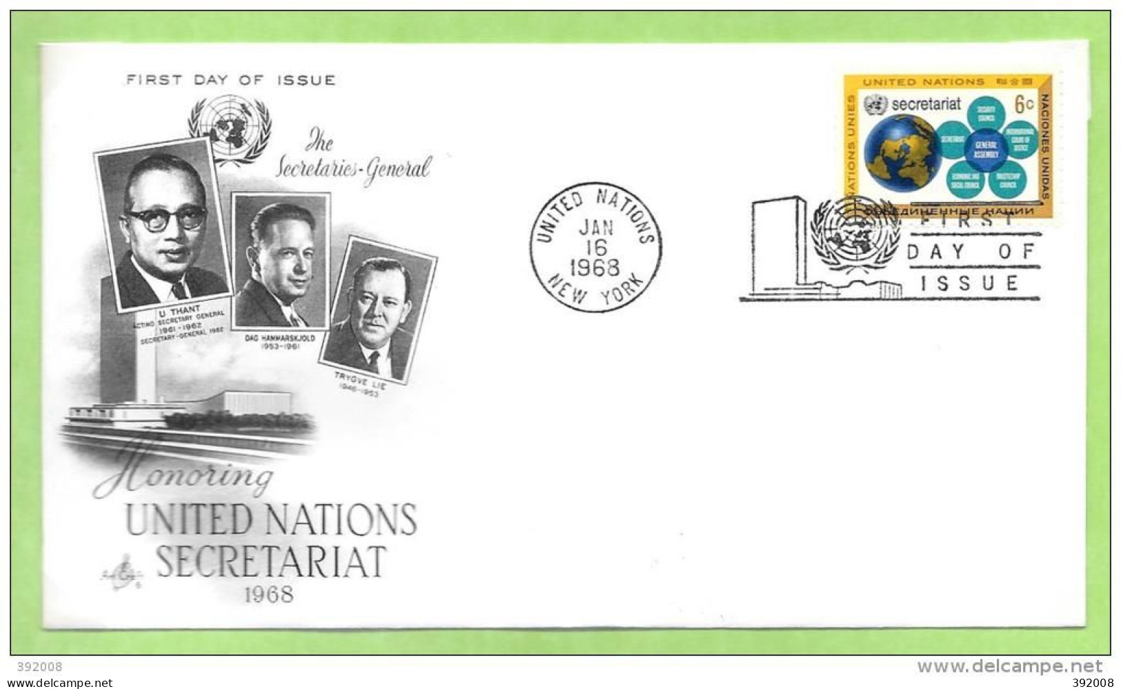 1968 - 175 - Secrétariat Des Nations-Unis - 5 - FDC