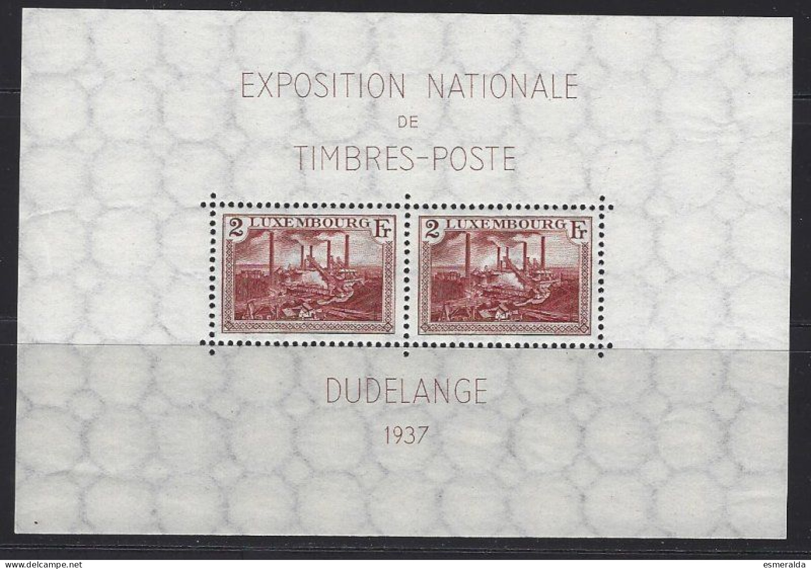 Luxembourg Yv BF 2 Exposition Nationale De Timbre Poste Dudelange 1937 **/mnh - Blocks & Sheetlets & Panes