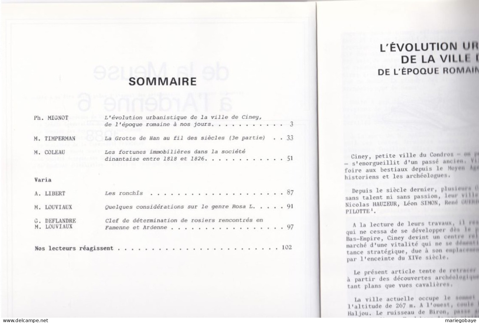 De La Meuse à L’Ardenne 6 1988 CINEY HAN-sur-LESSE DINANT ROSA L. 104 Pages - Belgien