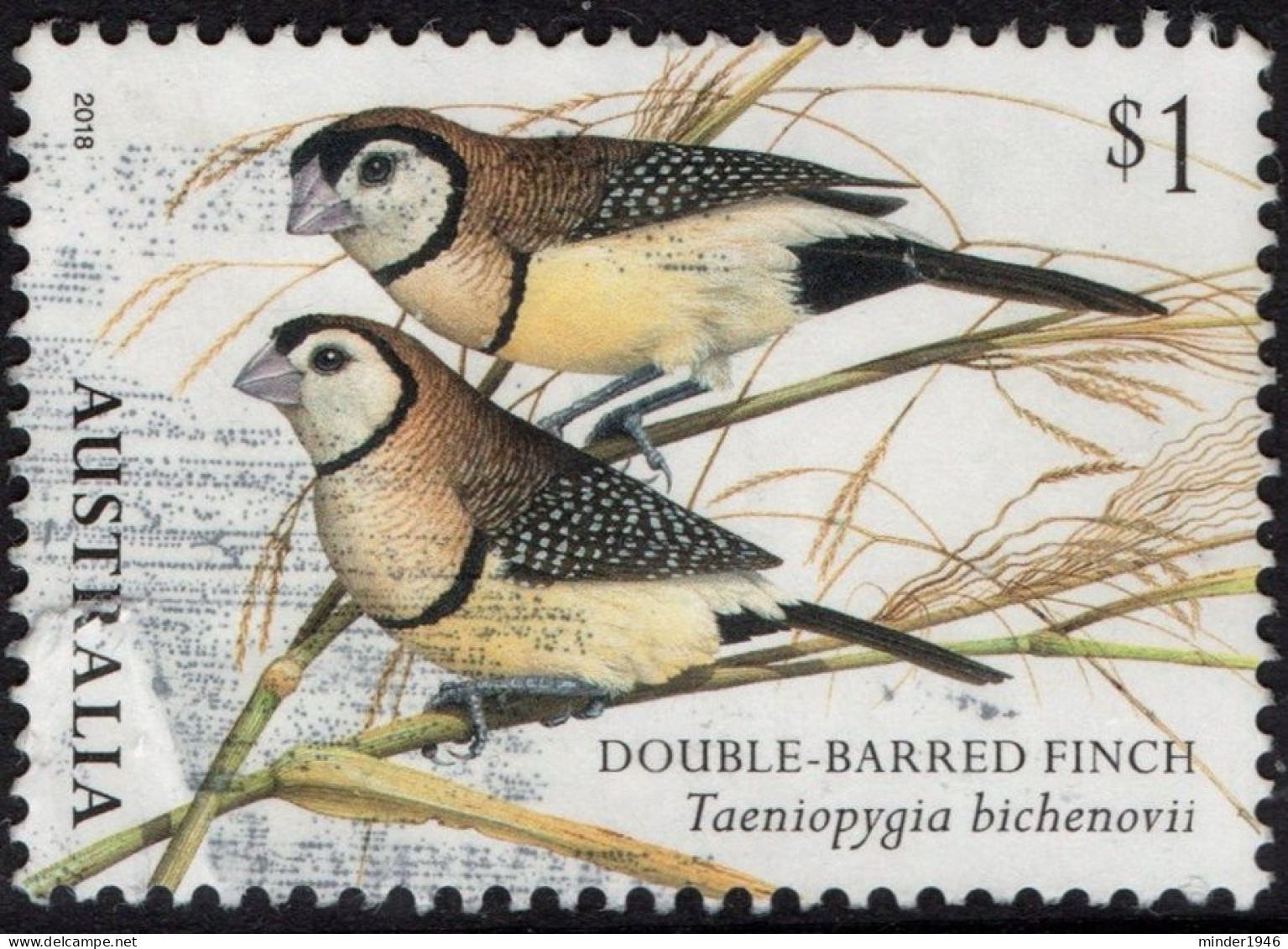 AUSTRALIA 2018 $1 Multicoloured, Birds - Finches Of Australia-Double Barrel Finch Used - Gebraucht