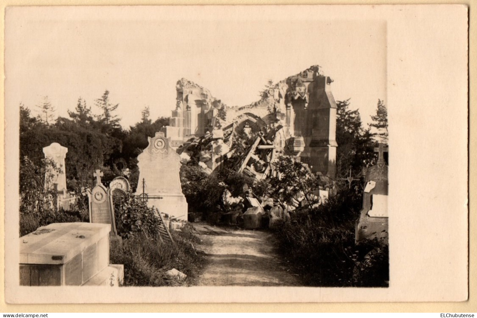 Cpa Photo Ruines église Tombes Cimetière Havrincourt - Pas De Calais Guerre 14-18 WW1 - Sonstige & Ohne Zuordnung