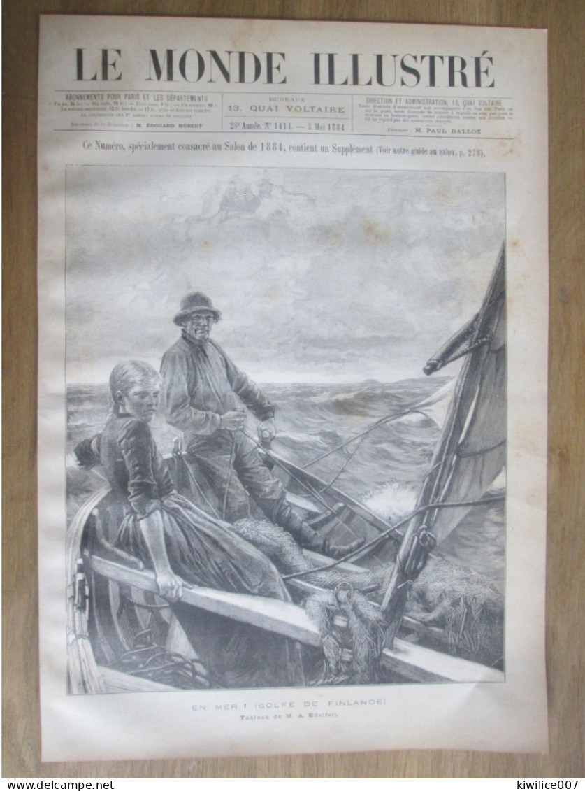 1884 GRAVURE   GOLFE  DE FINLANDE  Finland EN MER Tableau De Edelfelt HELSINKI - Non Classés