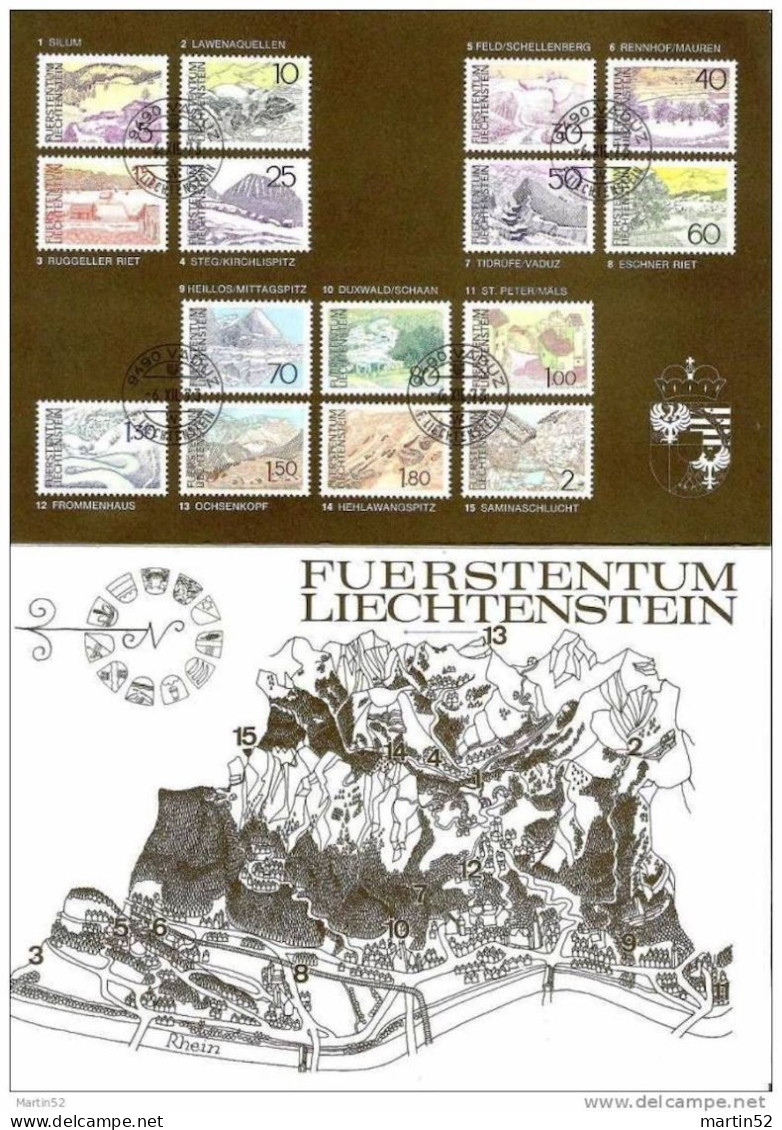 Liechtenstein 1973: GROSS-Folder Der FL-Post Officiel Mit Zu 511-525 Mi 573/599 Yv 517/599 Mit Stempel VADUZ 6.XII.73 - Maximum Cards