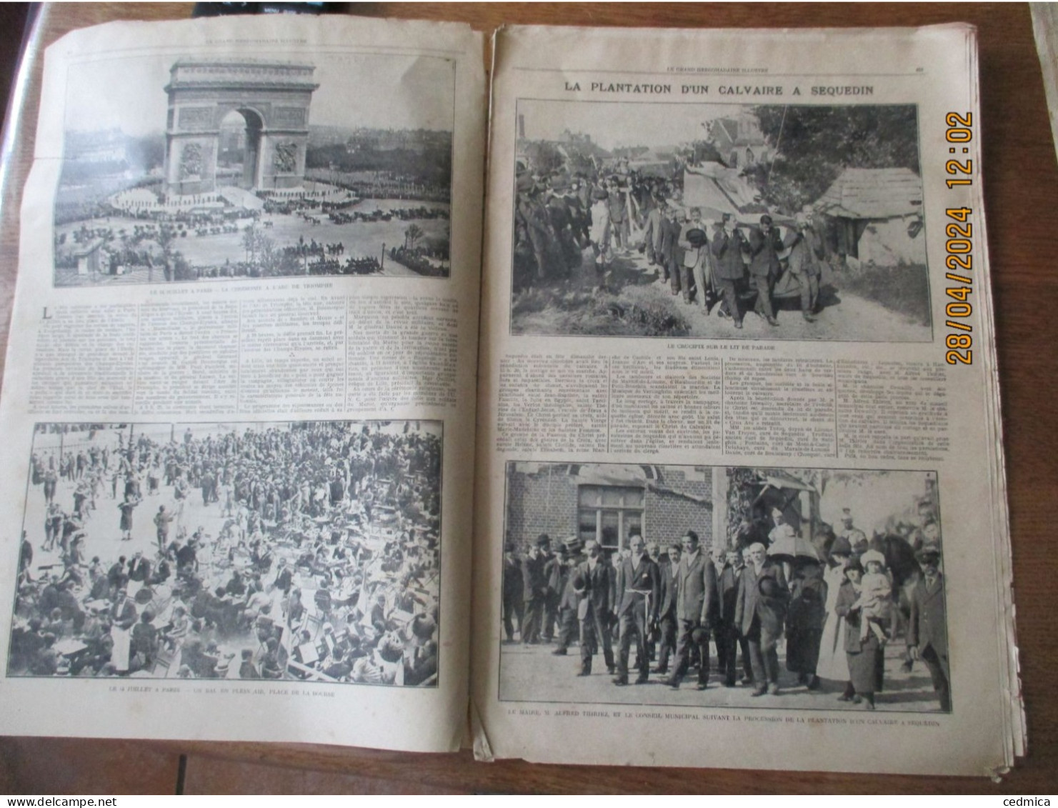 LE GRAND HEBDOMADAIRE ILLUSTRE DU NORD 19 JUILLET 1925 LA FÊTE NATIONALE DU 14 JUILLET,PLANTATION D'UN CALVAIRE A SEQUED - Picardie - Nord-Pas-de-Calais