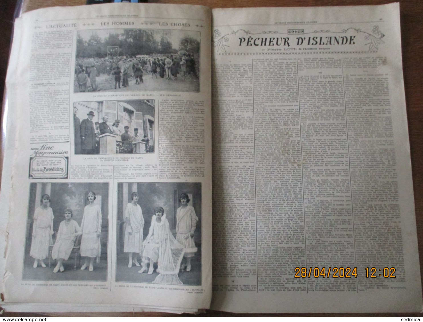 LE GRAND HEBDOMADAIRE ILLUSTRE DU NORD 19 JUILLET 1925 LA FÊTE NATIONALE DU 14 JUILLET,PLANTATION D'UN CALVAIRE A SEQUED