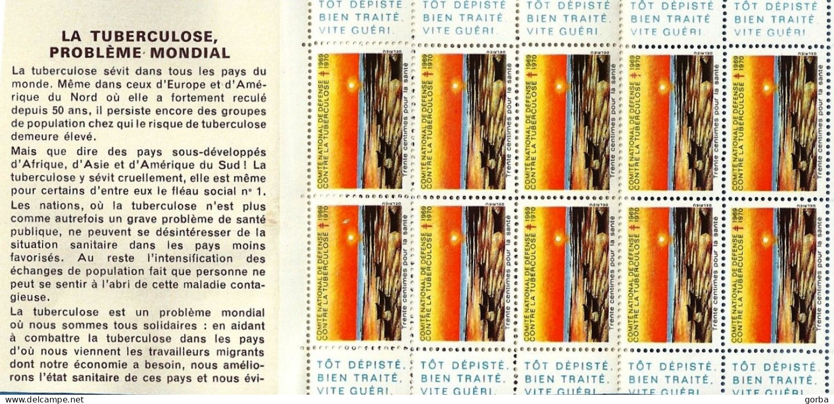 *Carnet Complet Contre La Tuberculose Complet 10 X 0.30 F - 39ème Campagne -1969 / 1970 - Tegen Tuberculose