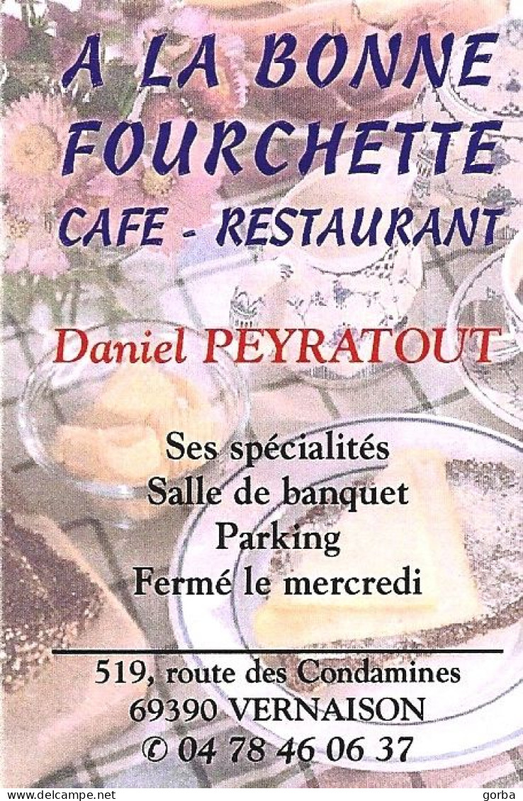 *Carte Visite Café Restaurant - A La Bonne Fourchette à Vernaison (69) - Visitenkarten