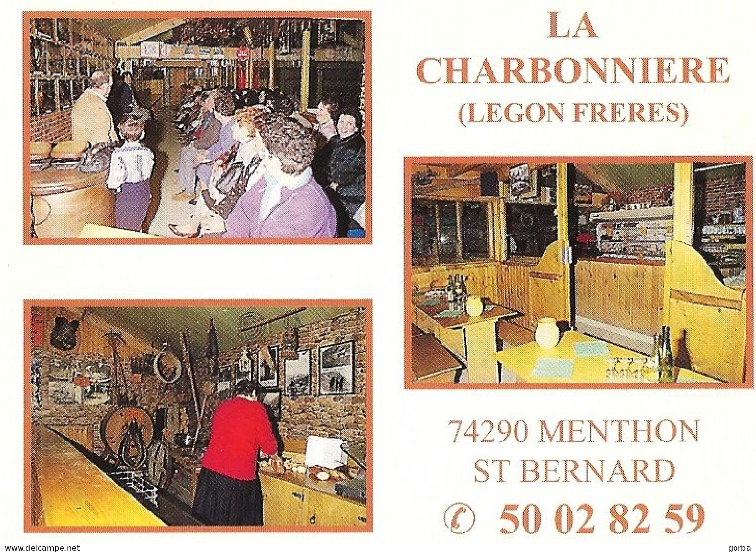 *Carte Visite Restaurant - La Charbonnière à Menthon Saint Bernard (74) - Cartes De Visite