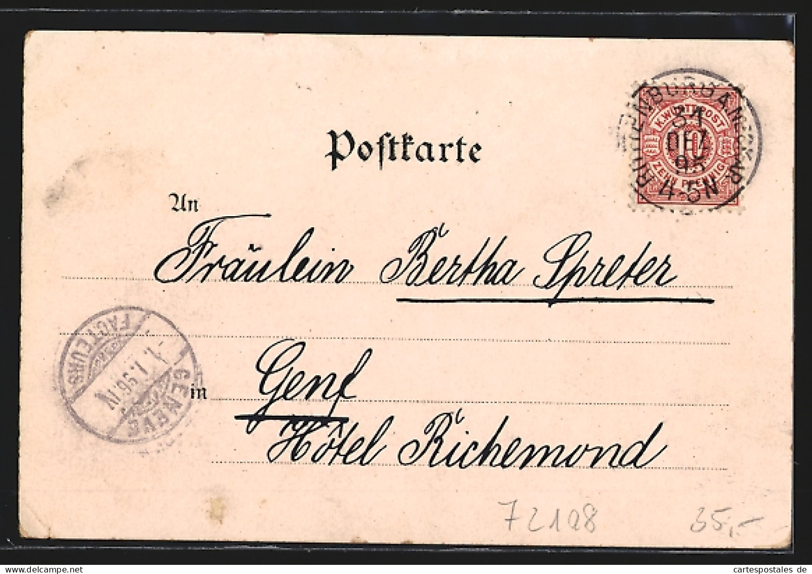 Vorläufer-Lithographie Rottenburg A. N., 1895, Töchter-Institut, Palais U. Kriegerdenkmal, Gesamtansicht, Neujahrsgr  - Rottenburg