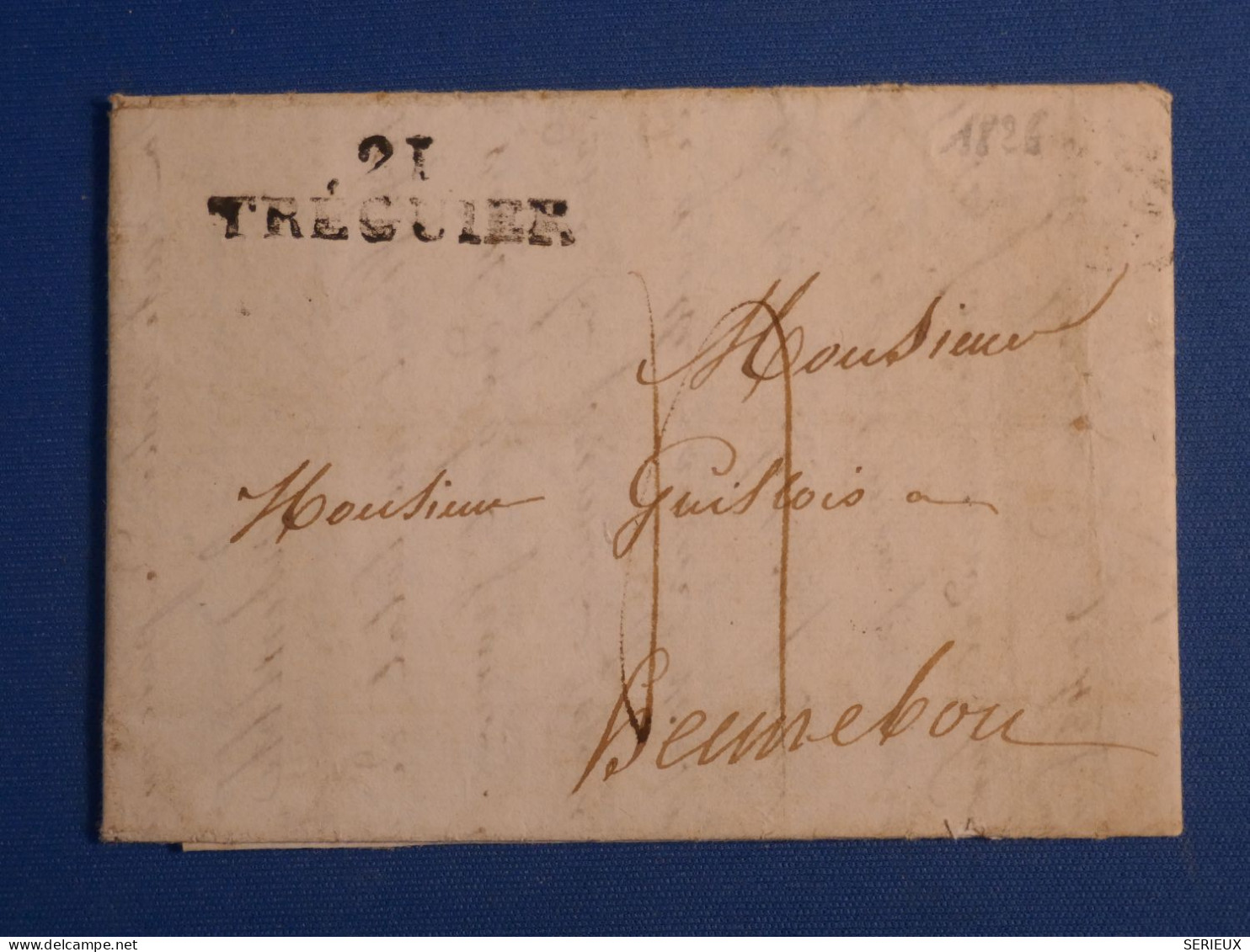 DN17  FRANCE  LETTRE   RARE 1826 PETIT BUREAU TREGUIER    + AFF. INTERESSANT +++ - 1801-1848: Vorläufer XIX