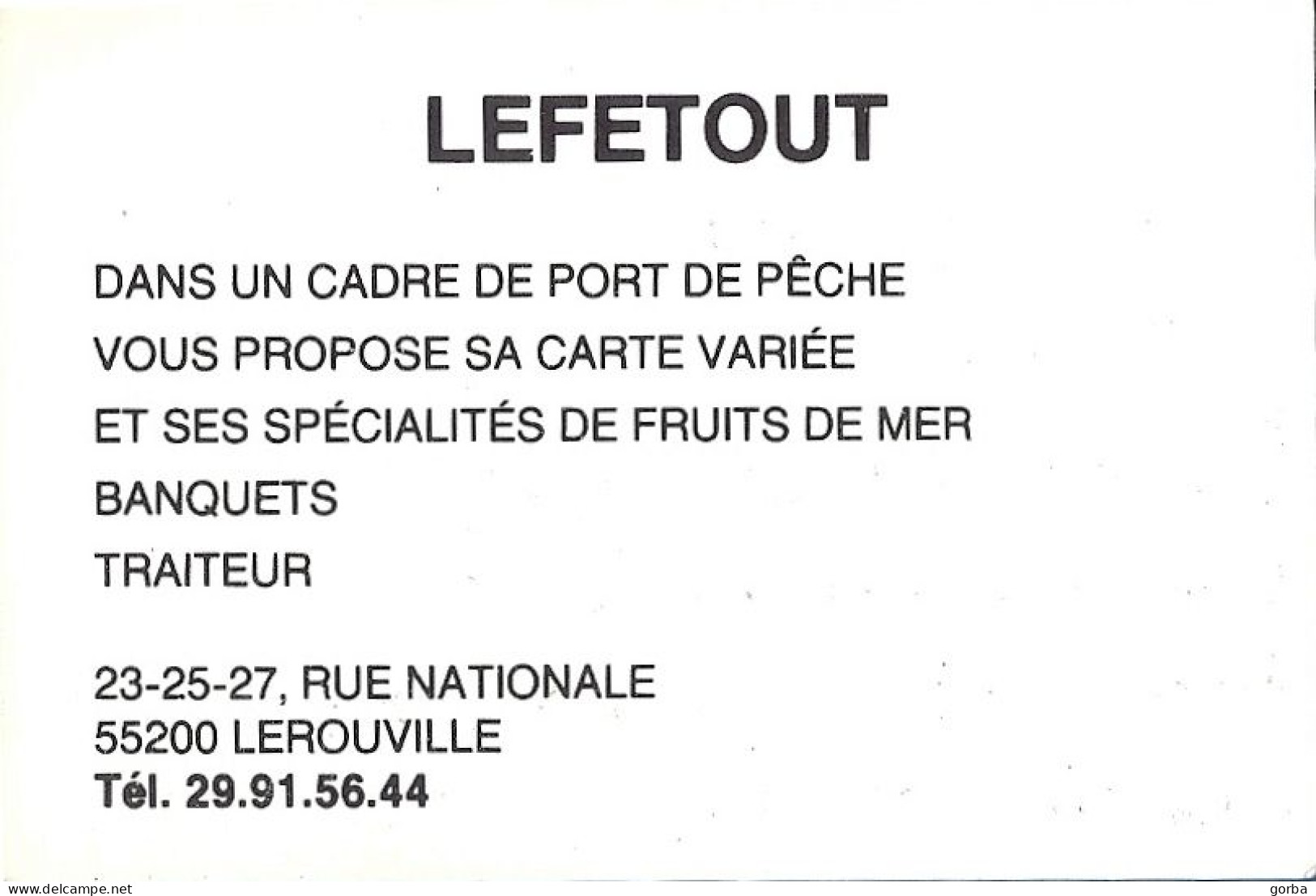 *Carte Visite Restaurant - Lefetout à Lerouville (55) - Cartes De Visite