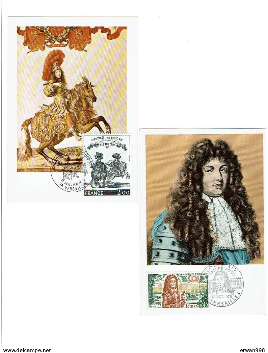 78 VERSAILLES 2 Cartes Maximum PJ Louis XIV (17/10/1970) & Carrousel LouisXVI (14/01/1978)    (65) - Cachets Commémoratifs