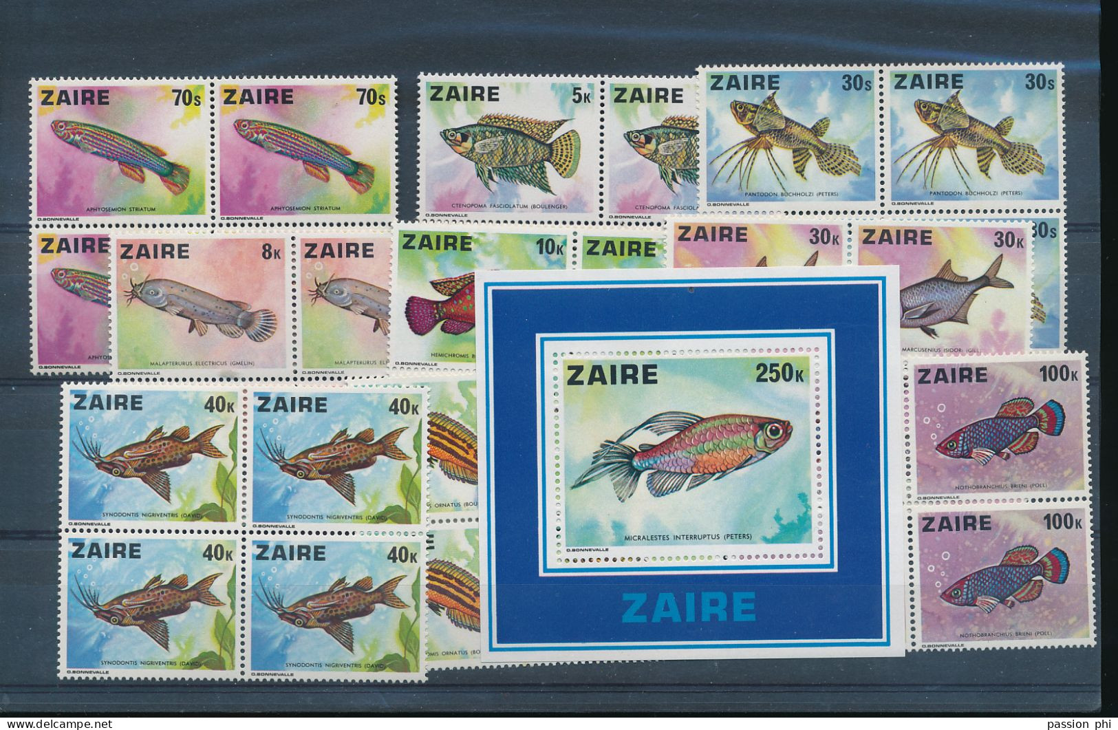 CONGO KINSHASA ZAIRE FISHS COB 918/926 BL 25 MNH - Nuevos