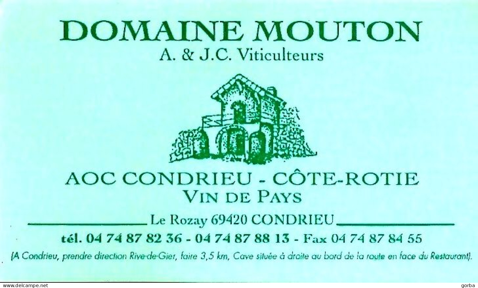 *Carte Visite - Domaine MOUTON A. & J.C. - Viticulteurs à Condrieu (69) - Tarjetas De Visita
