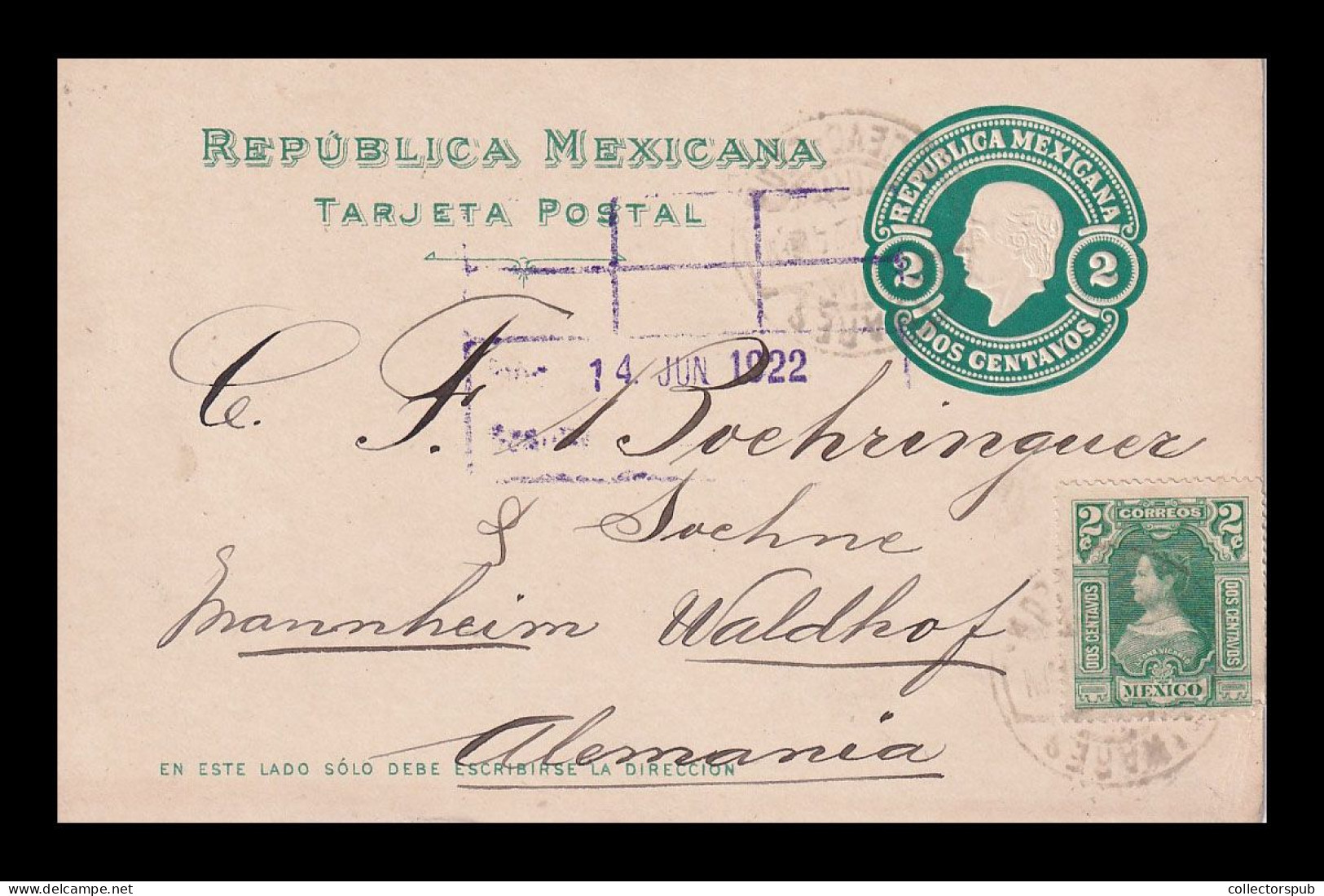 MEXICO 1922. PS Card To Germany - Mexico