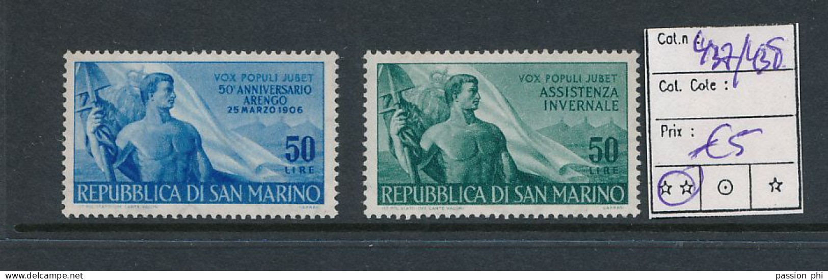 ST. MARINO SASSONE 437/438 MNH - Ongebruikt