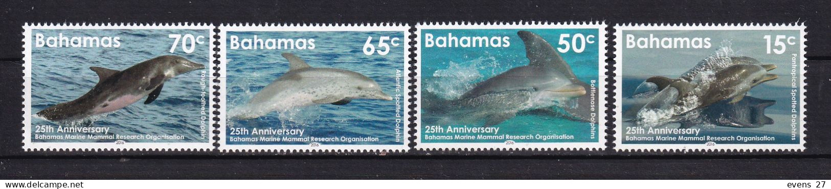 BAHAMAS-2016-25th ANNIVERSARY OF MARINE RESEARCH DOLPHINS--MNH. - Peces