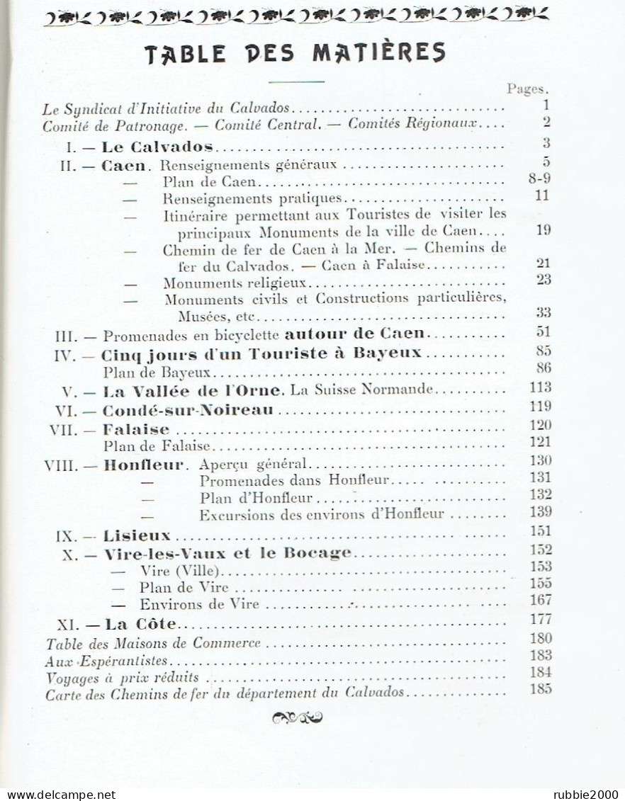 CALVADOS 1907 EN NORMANDIE LIVRET GUIDE DU SYNDICAT D INITIATIVE CAEN VIRE LISIEUX FALAISE BAYEUX HONFLEUR - Normandie