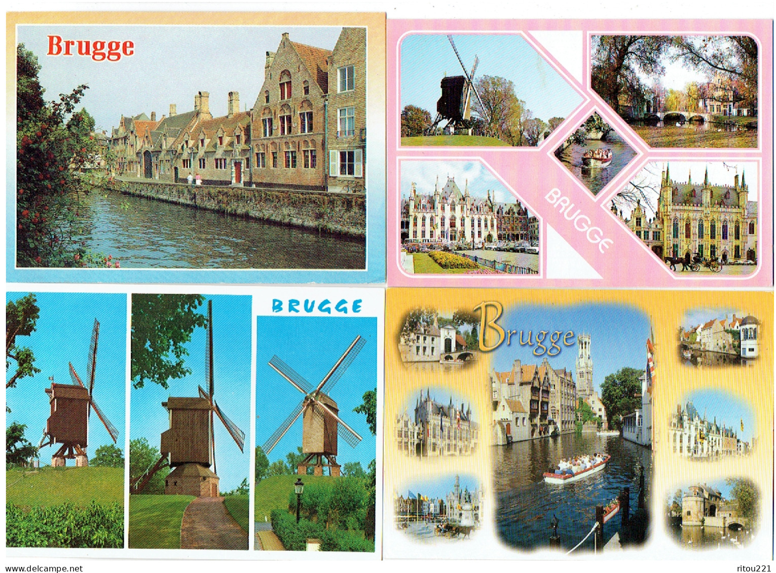 Lot 15 Cpm - Belgique >  Brugge - Musée église N.D. Attelage Moulin Autobus Camion Voiture Beffroi Quai - Brugge