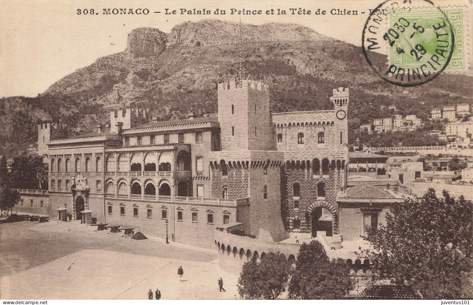 CPA Monaco-Le Palais Princier Et La Tête De Chien-308-Timbre    L2882 - Palais Princier