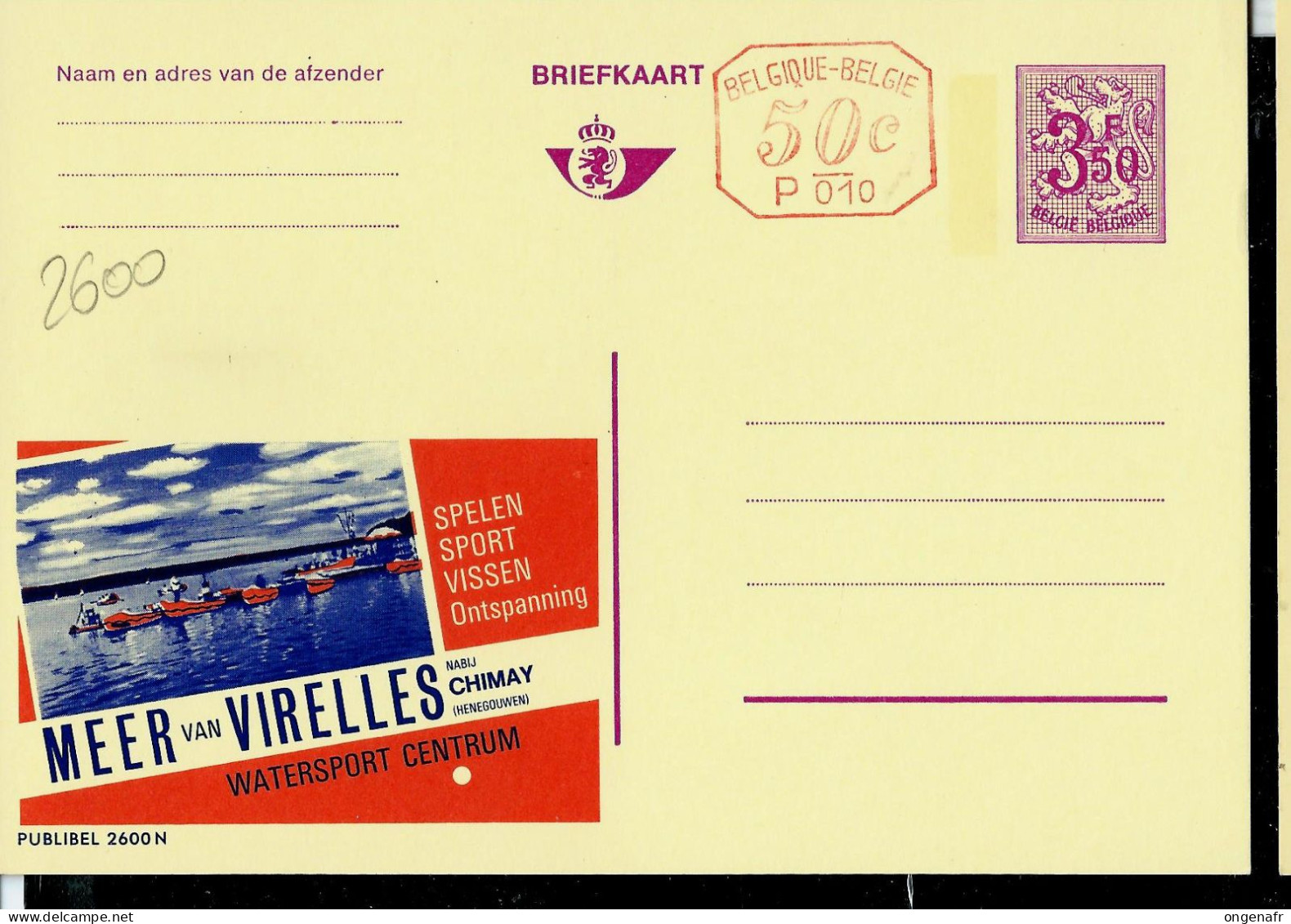 Publibel Neuve N° 2600 + P 010 ( MEER Van VIRELLES Près De Chimay) - Publibels