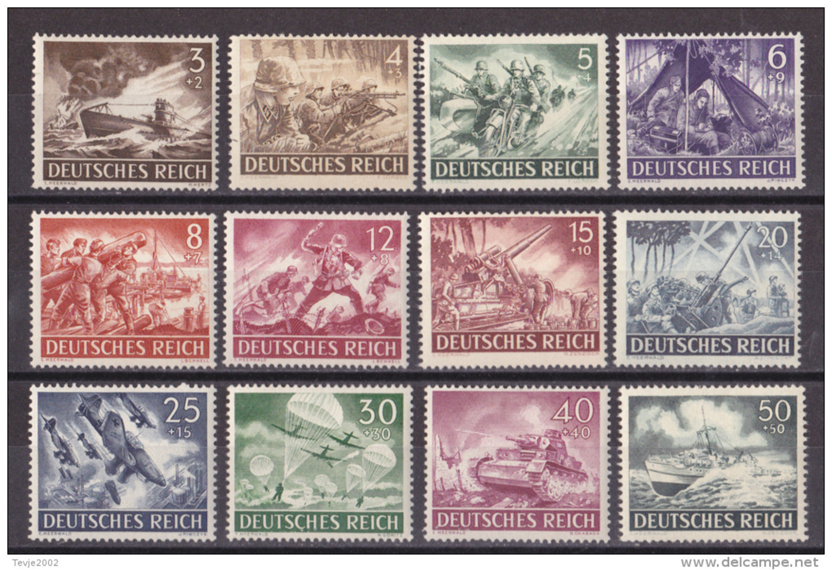 Deutsches Reich 1943 - Mi.Nr. 831 - 842 - Postfrisch MNH - Unused Stamps