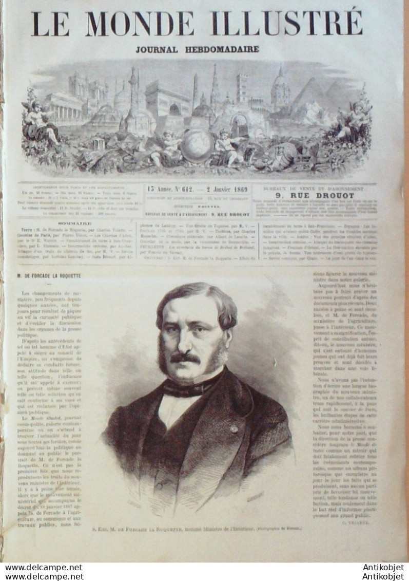 Le Monde Illustré 1869 N°612 Hongrie Gallenristock Pieffen Espagne Cadix Usa San Francisco Séisme - 1850 - 1899