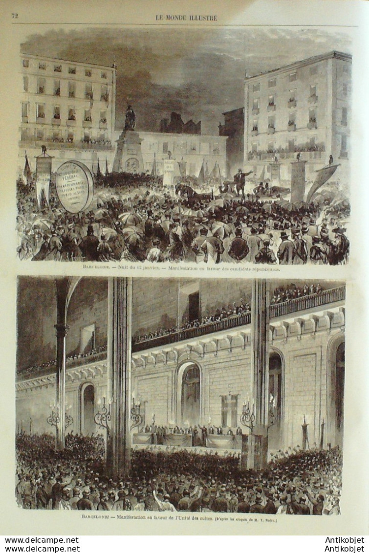 Le Monde Illustré 1869 N°616 Belgique Bruxelles Italie Bordighiera Espagne Barcelone - 1850 - 1899