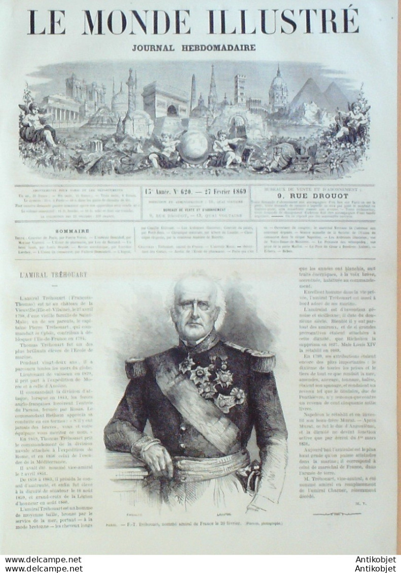 Le Monde Illustré 1869 N°620 Espagne Cortès Madrid Mézières (08) Vélocipèdes Prytanée Dordives (45) - 1850 - 1899