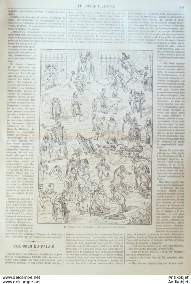 Le Monde illustré 1869 n°620 Espagne Cortès Madrid Mézières (08) Vélocipèdes Prytanée Dordives (45)
