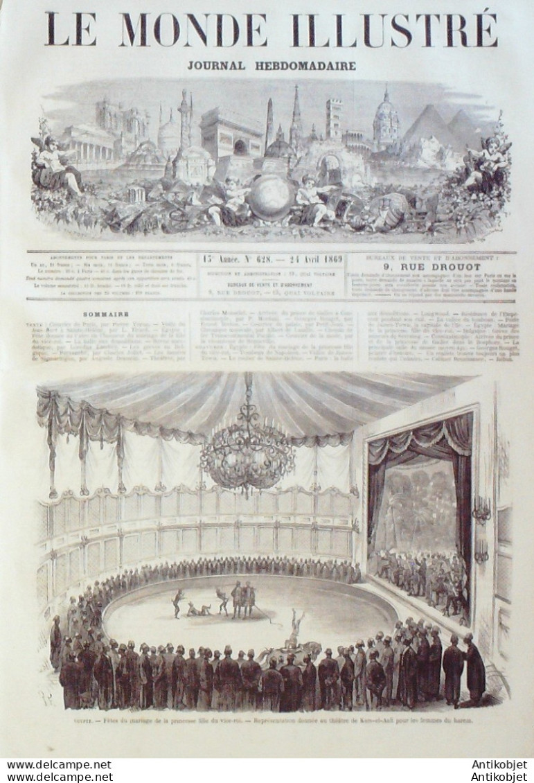 Le Monde Illustré 1869 N°628 Egypte Kars-El-Aaali Caire Belgique Seraing Turquie Constantinople Bosphore Sigmaringen - 1850 - 1899