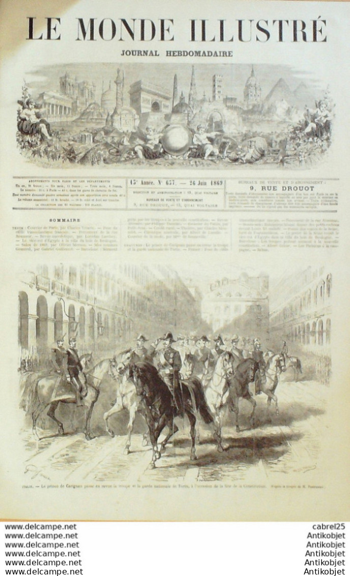 Le Monde Illustré 1869 N°637 Italie Turin Prince Carignan Brest (29) Baie De Minon Espagne Barcelone Bohémiens - 1850 - 1899