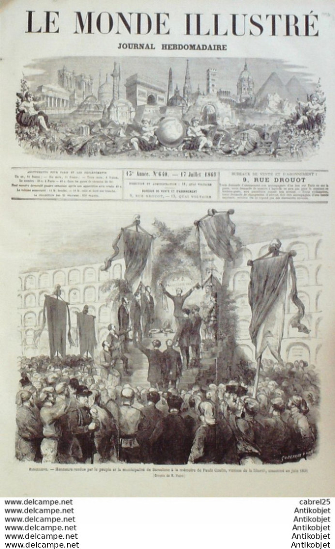 Le Monde Illustré 1869 N°640 Espagne Barcelone Allemagne Bade Trinck Hall Italie Turin St Denis (93) Versailles (78) - 1850 - 1899