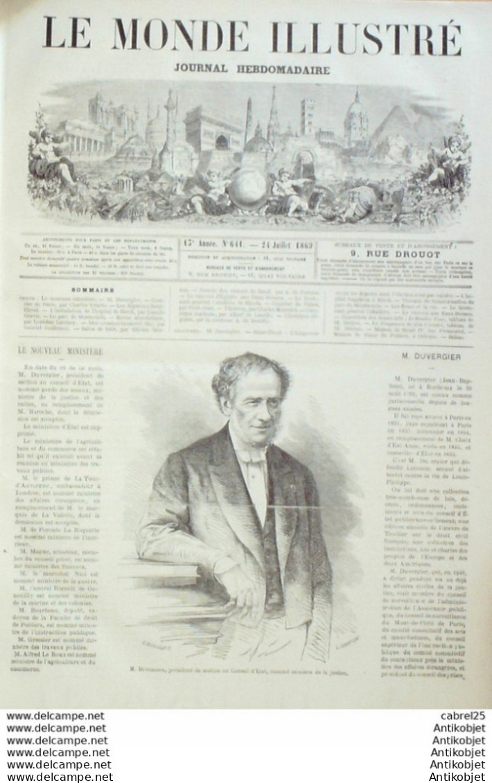 Le Monde Illustré 1869 N°641 Orleans (45) St Cloud (92) Berck (62) Egypte Le Roi Duvergier  - 1850 - 1899