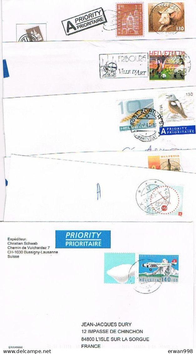 SUISSE 8 Plis Contemporains Enveloppes Entières Affranchissements Et Oblitérations Divers  - (68) - Postmark Collection