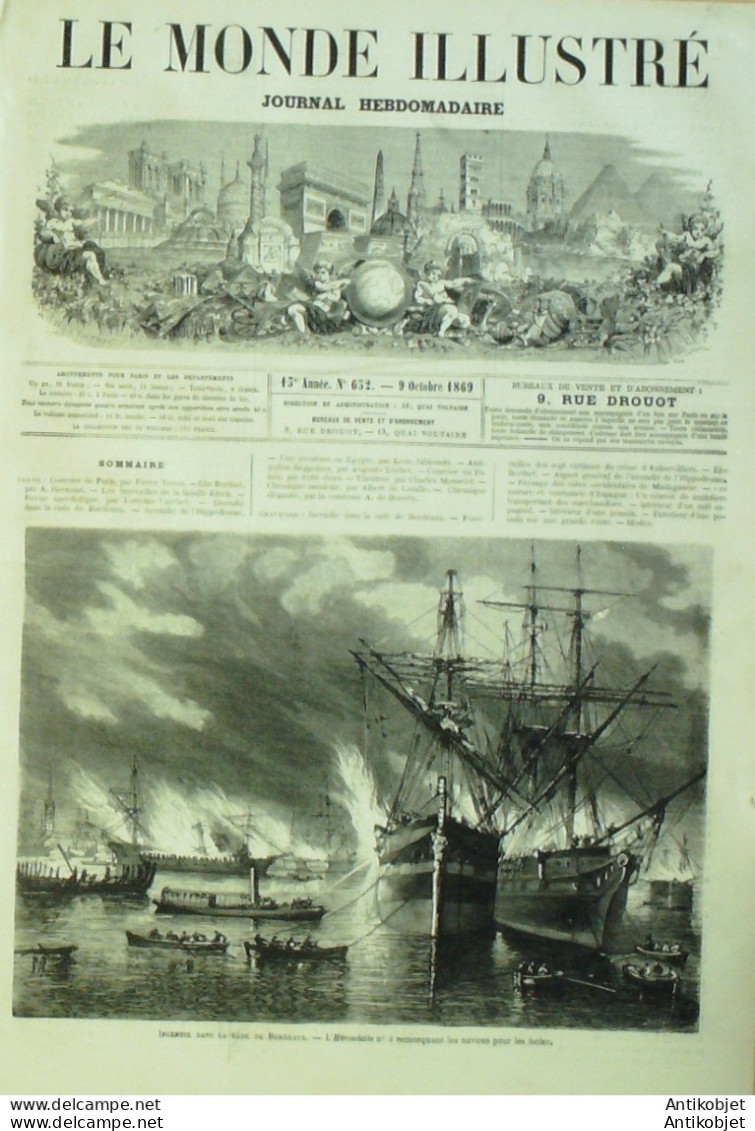 Le Monde Illustré 1869 N°652 Bordeaux (33) Tourcoing (59) Aubervilliers (93) Madagascar  - 1850 - 1899
