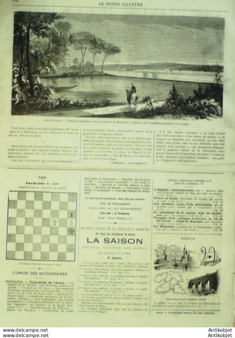 Le Monde Illustré 1869 N°656 La Réunion Mafat De St-PaulTurquie Constantinople Pera Unkiad Skelassi Compiègne (60) - 1850 - 1899