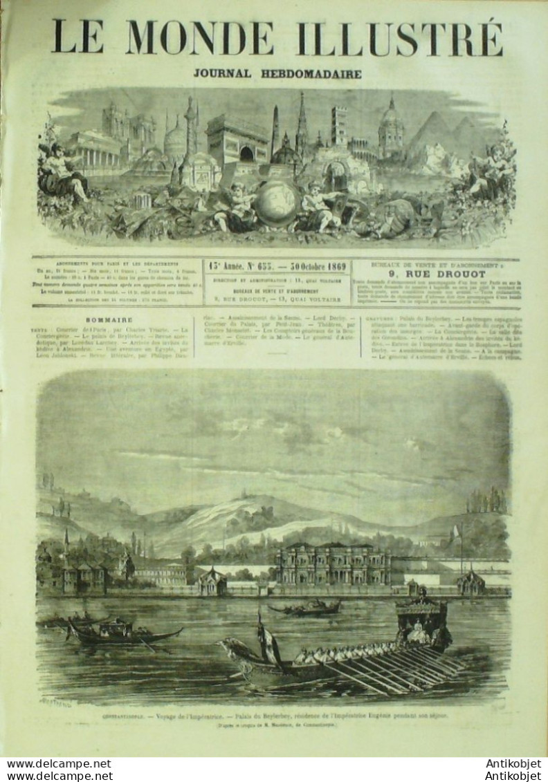 Le Monde Illustré 1869 N°655 Turquie Constantinople Beylerbey Bisbal Espagne BARCELONE Egypte Alexandrie - 1850 - 1899