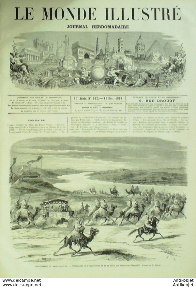 Le Monde Illustré 1869 N°662 Egypte Ismaïlia Canal De Suez Argenteuil (95) Lourdes Pau (65) - 1850 - 1899