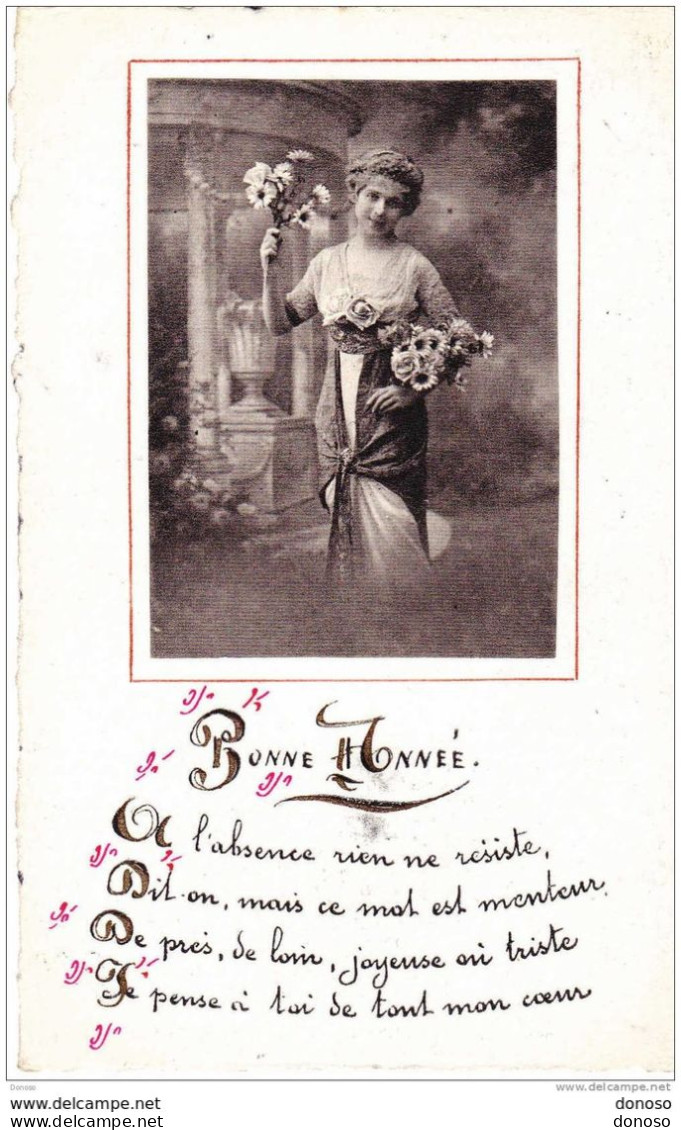 1918 BONNE ANNEE FEMME, Circulé - New Year