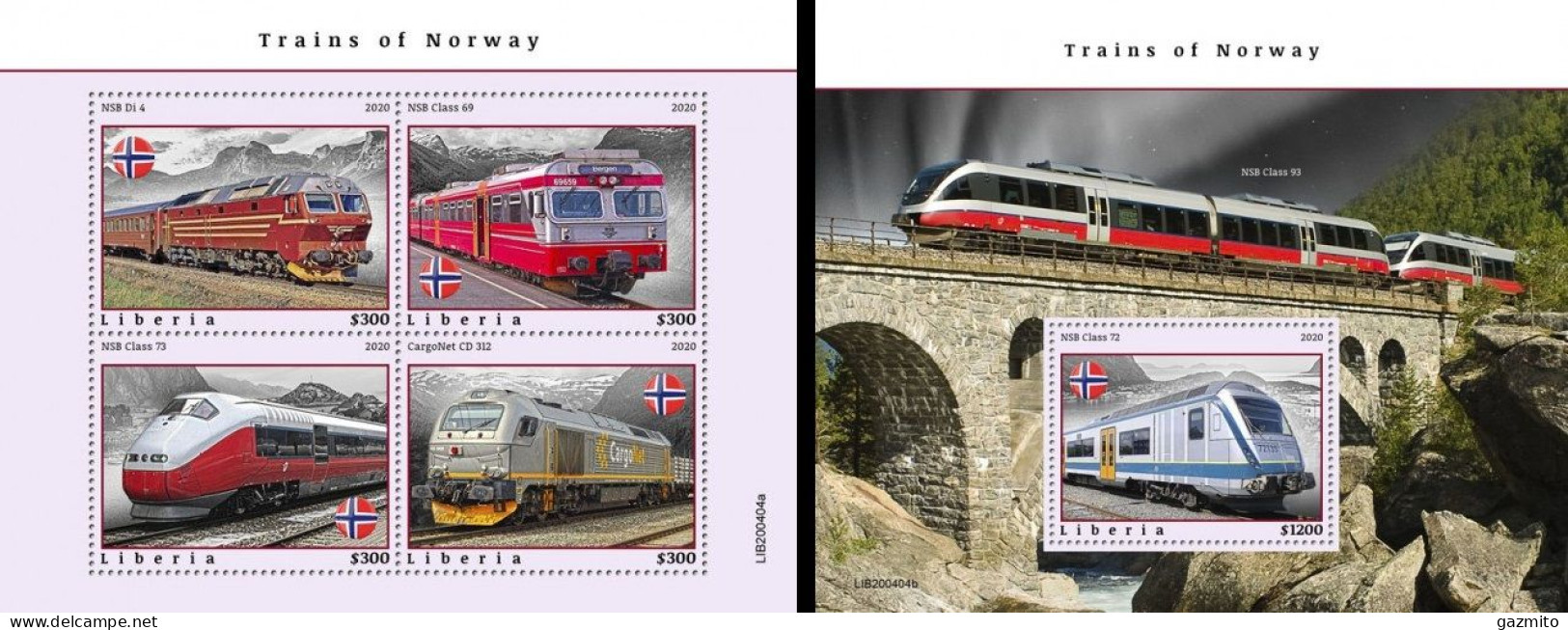 Liberia 2020, Trains Of Norway, 4val In BF +BF - Liberia