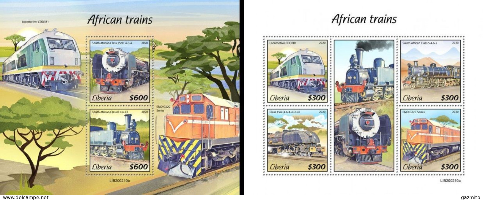 Liberia 2020, Trains Of Africa, 4val In BF +BF - Trains