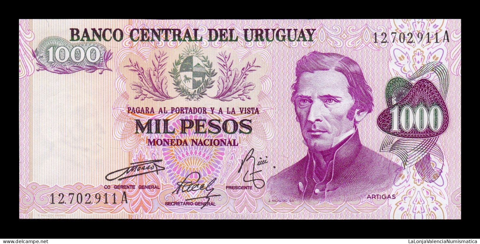Uruguay 1000 Pesos 1974 Pick 52b Sc Unc - Uruguay