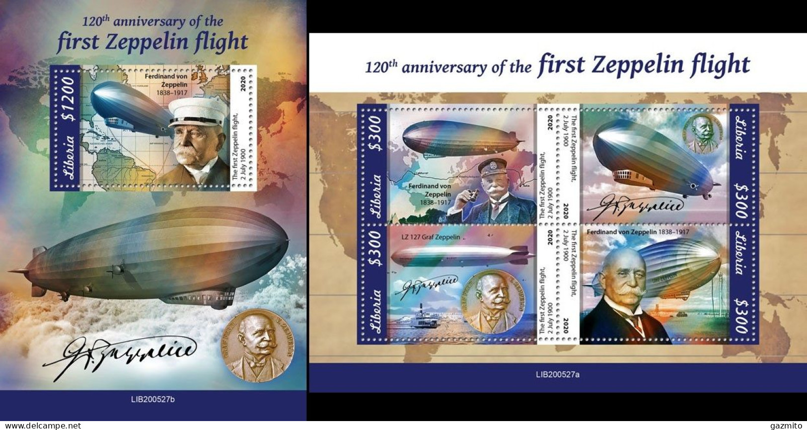 Liberia 2020, Zeppelin, 4val In BF+BF - Liberia
