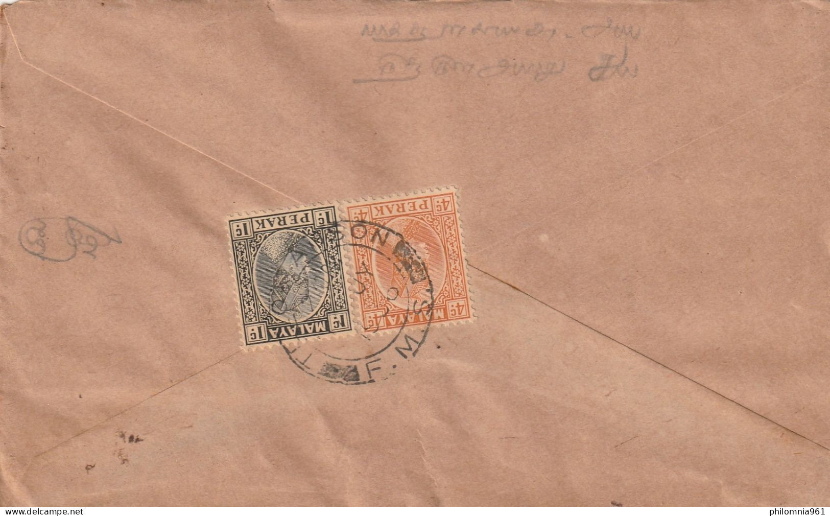 MALAYA PERAK COVER 1936 - Perak