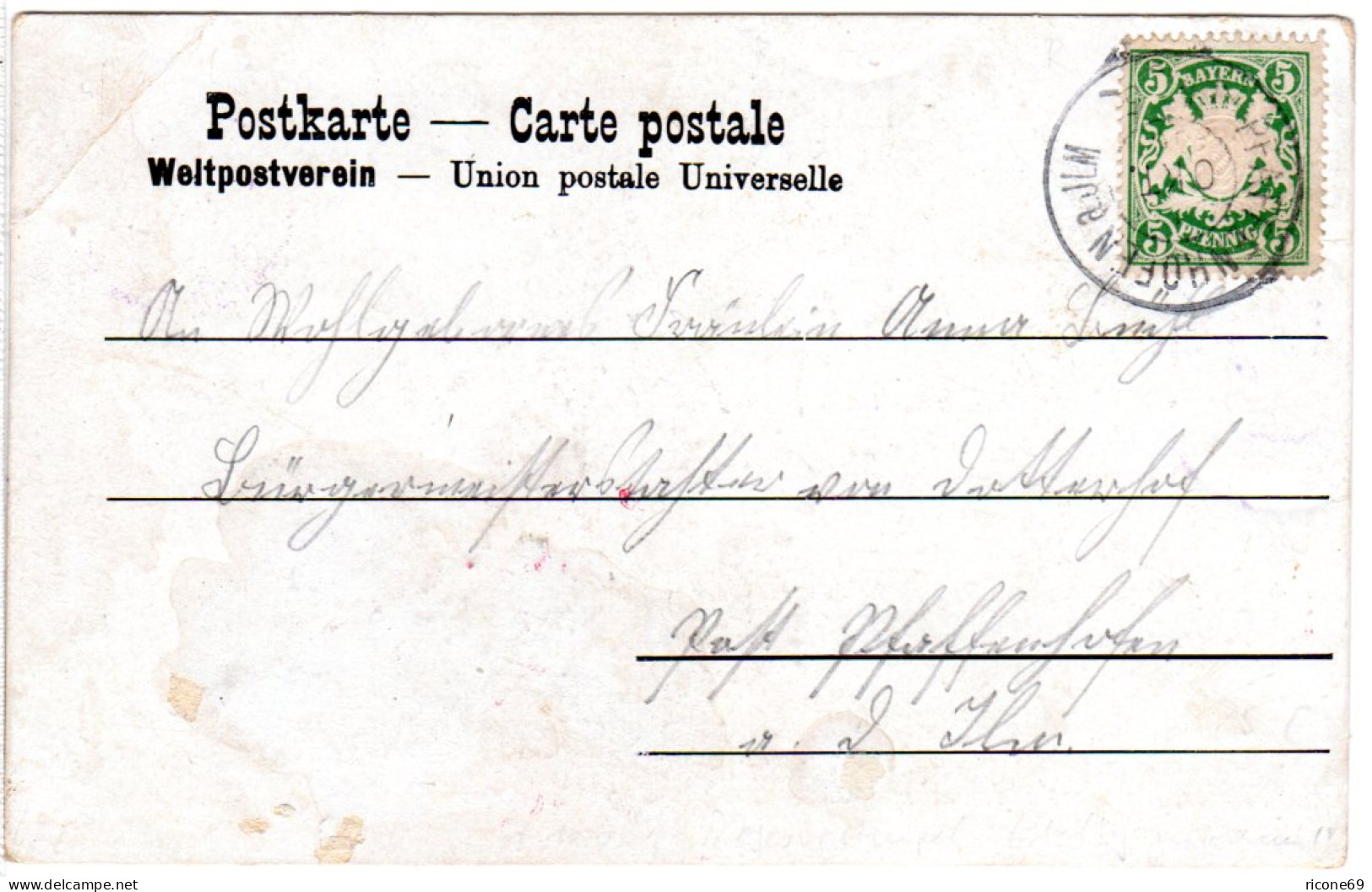 Bayern 1906, Reservestempel PFAFFENHOFEN A. Jlm R Auf Karte M. 5 Pf. - Cartas & Documentos
