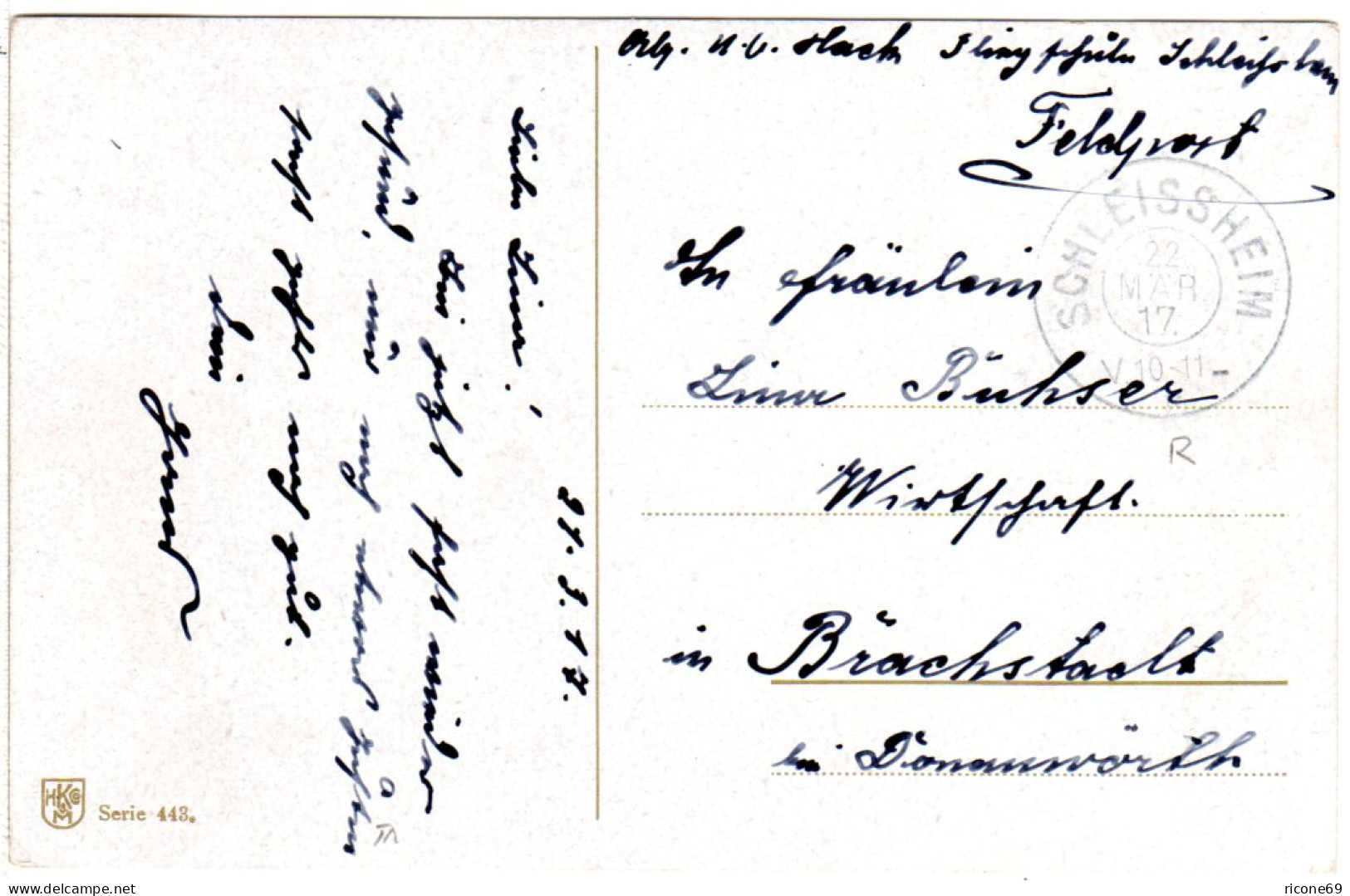 Bayern 1917, Reservestempel SCHLEISSHEIM R Klar Auf Feldpost-Karte. - Lettres & Documents
