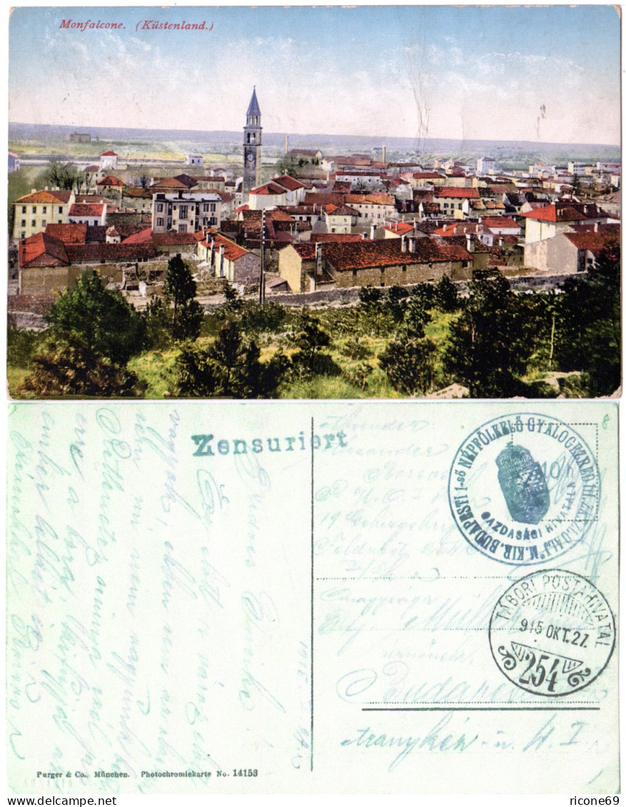 Ungarn/Italien, Monfalcone, 1915 M. Feldpost Gebr. Farb-AK M. Zensur - Briefe U. Dokumente